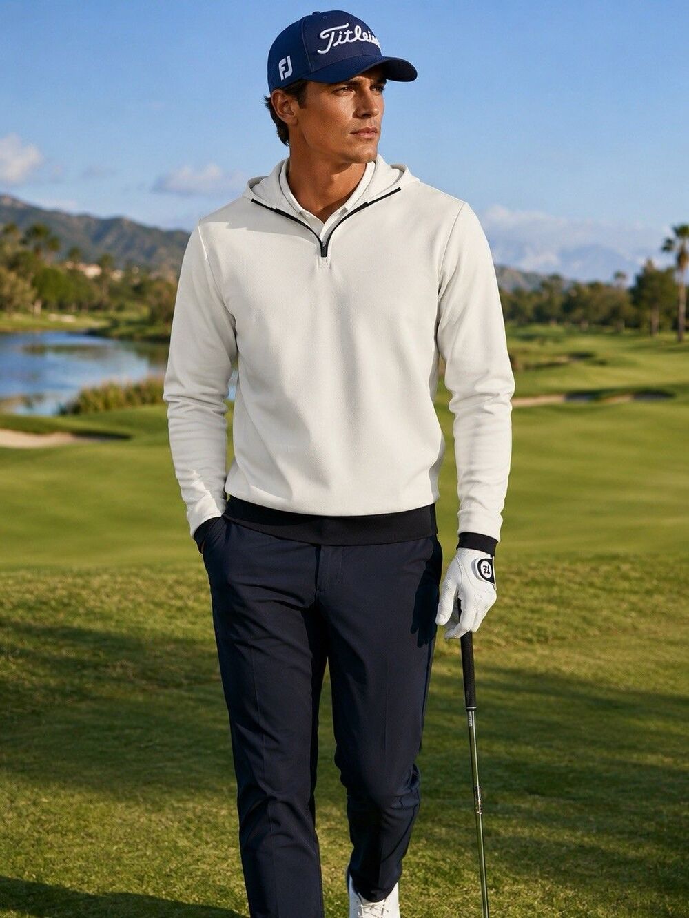 Inward Half Mens Golf Tailwater Quarter Zip White Hoodie Small NWT$94
